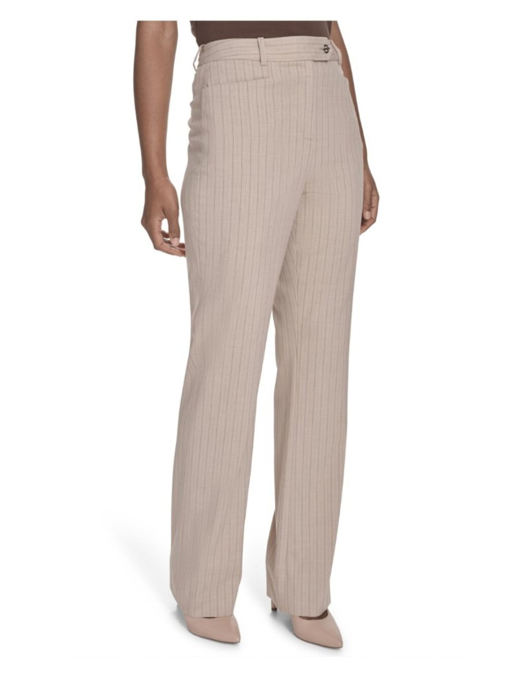 Calvin Klein Pinstripe Tailored Dress Pants Toasted Sumac Size 10 NWT